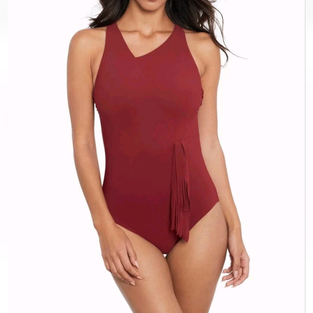 Amoressa by Miraclesuit Banda Sashay One Piece Swimsuit paprika red color size 6